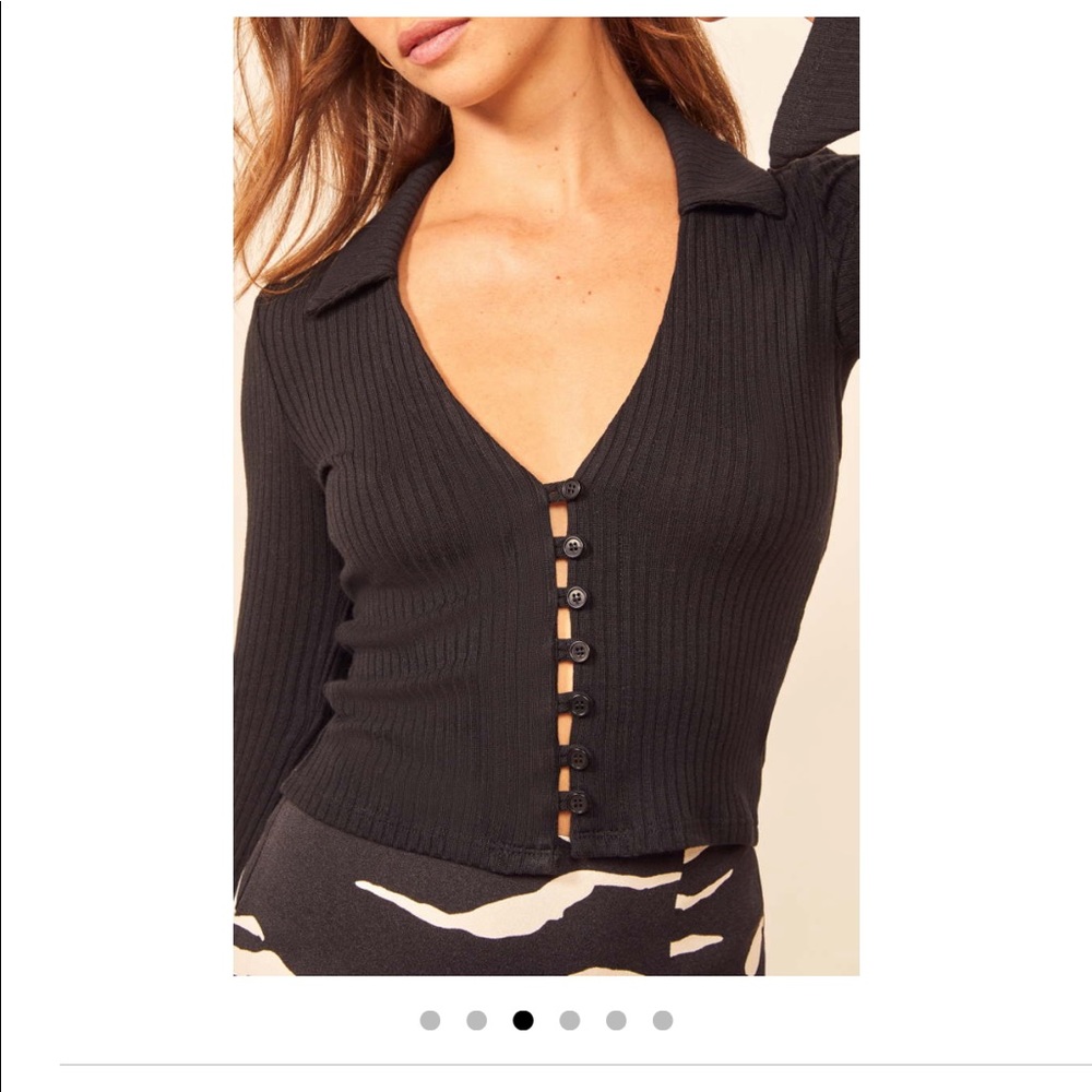 Reformation cropped black ribbed shirt